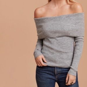 Aritzia Gray Off-Shoulder Sweater